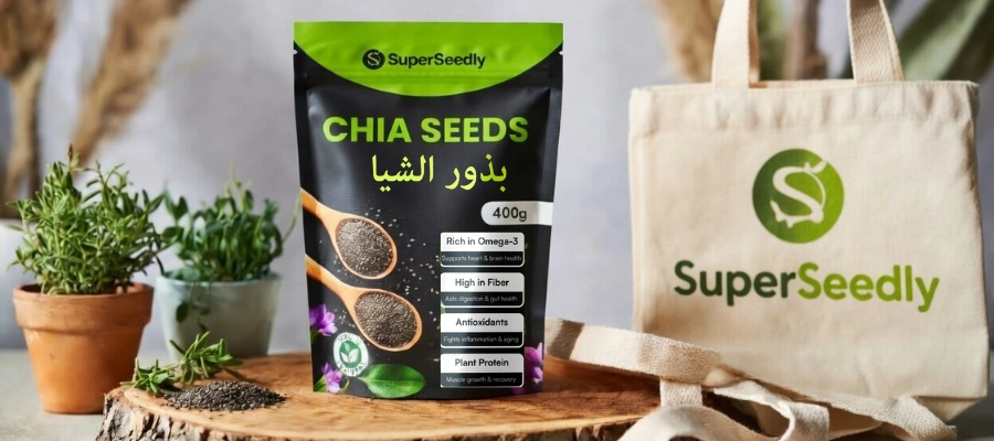 Sustainable organic chia seeds packaging eco-friendly UAE