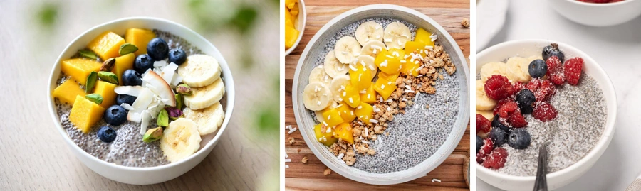 Vegan plant-based chia seeds smoothie bowl healthy diet UAE