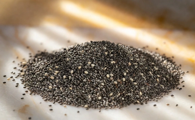 Premium organic chia seeds 1 kg close up UAE